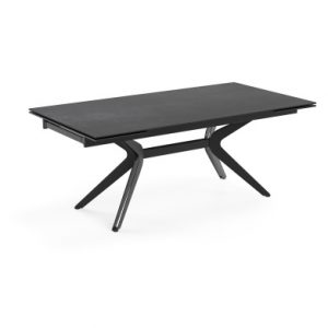 juodas valgomojo stalas